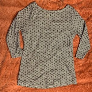 Zara Top White & Black Stripes Stars SZ Large 3/4 sleeve